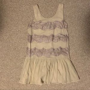 Topshop sz 6 US lilac lace lt tan drop waist dress